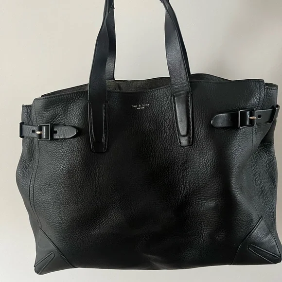 rag & bone Black Leather Bradbury Satchel Tote Bag - Picture 4 of 12